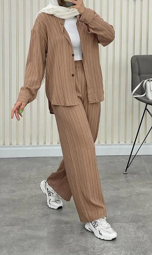 Ensemble Décontracté avec Chemise Ample Et Pantalon Taille Élastique pour Femme | Idéal pour Les Sorties Quotidiennes