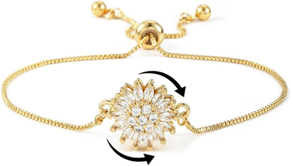 Bracelet avec Pendentif Tournesol Et Pierre Thermochromique | Idéal pour Un Usage Quotidien