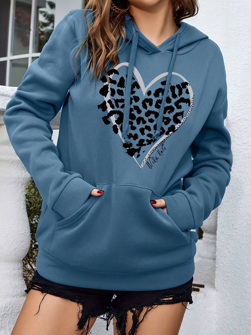 Sweat À Capuche À Motif Cœur Léopard pour Adultes | Idéal pour Un Usage Quotidien