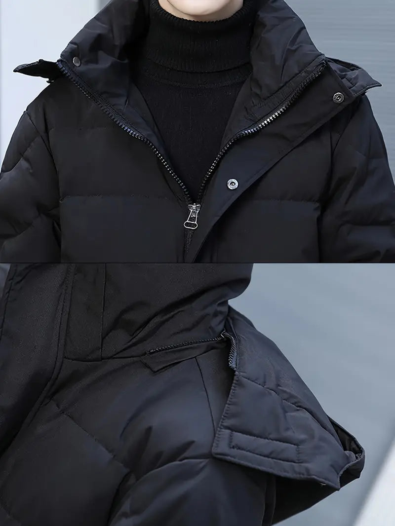 Manteau Long avec Capuche et Fermeture Zippée pour Hommes | Idéal pour l’Hiver