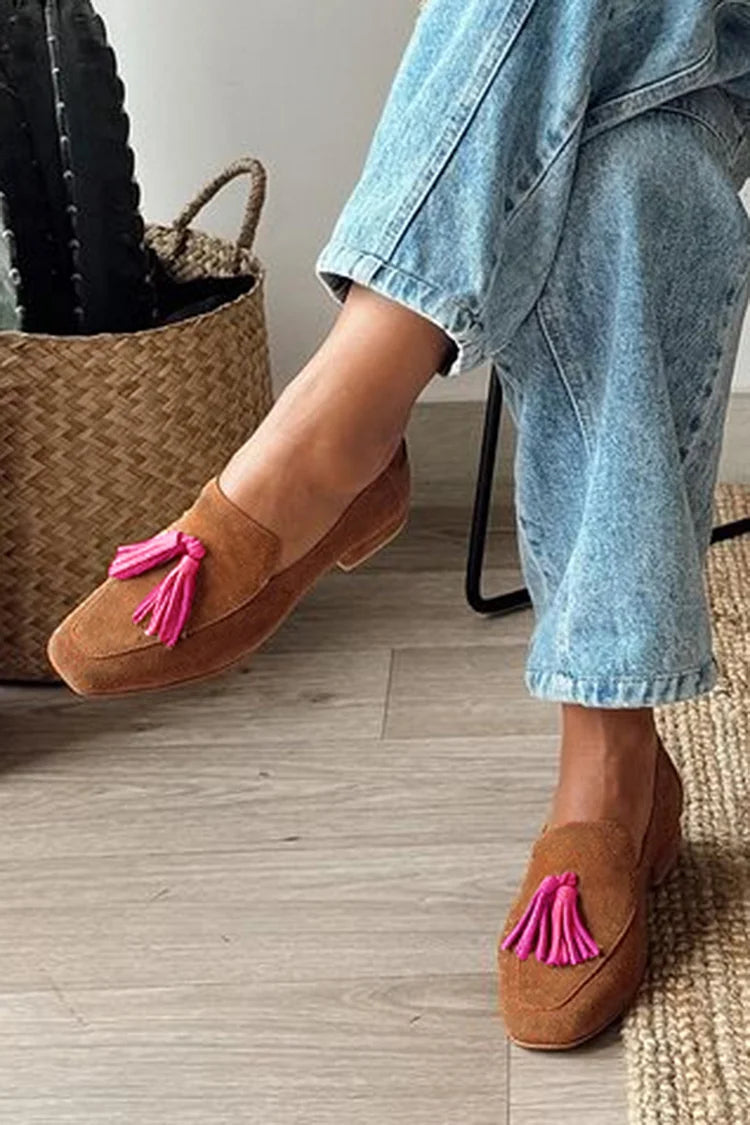 Mocassins Colorblock À Bout Carré pour Femmes | Idéaux pour Le Bureau Et Les Sorties Quotidiennes