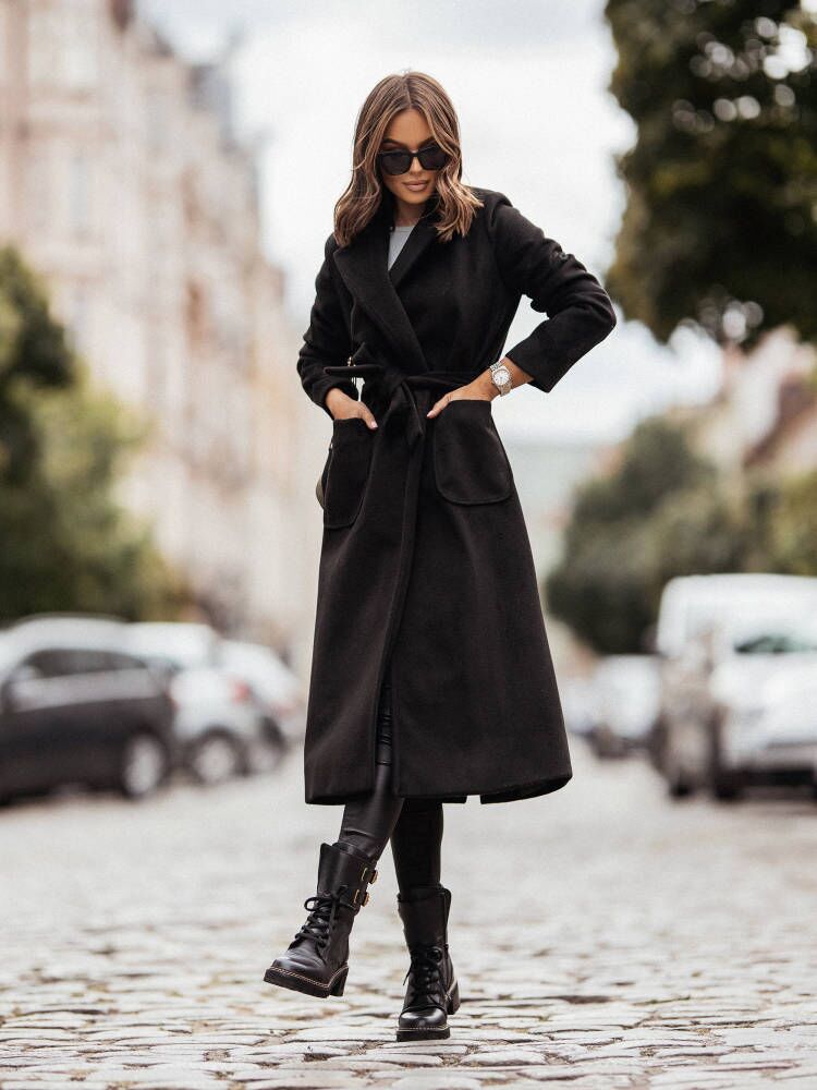 Manteau Long avec Ceinture et Coupe Ajustée pour Femme | Idéal pour l’Hiver