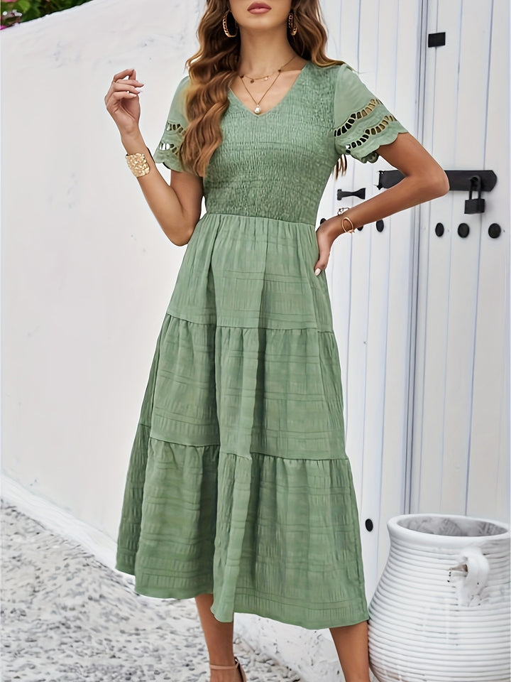 Robe Longue Orange avec Manches en Dentelle pour Femmes | Idéale pour les Événements d'Été