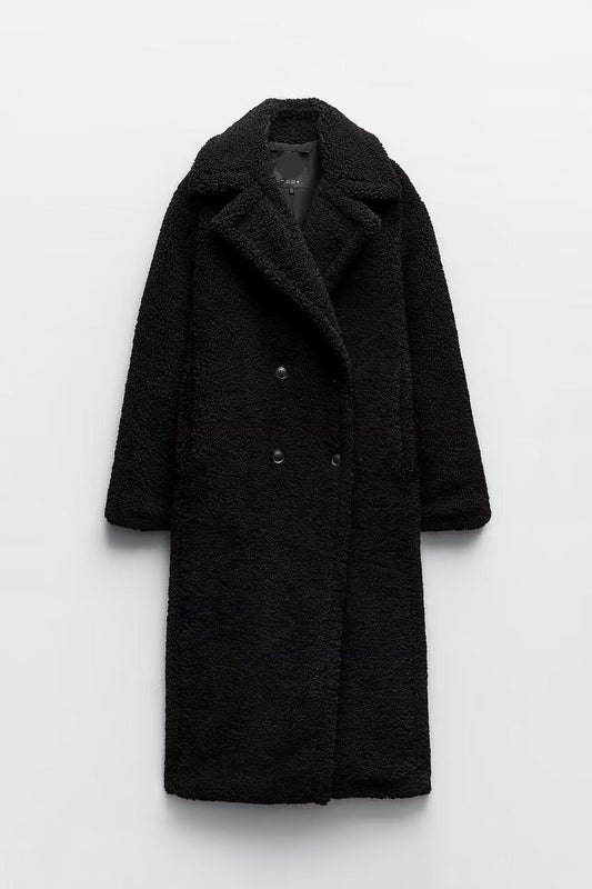 Manteau Long avec Revers et Double Boutonnage pour Femme | Idéal pour l’Hiver