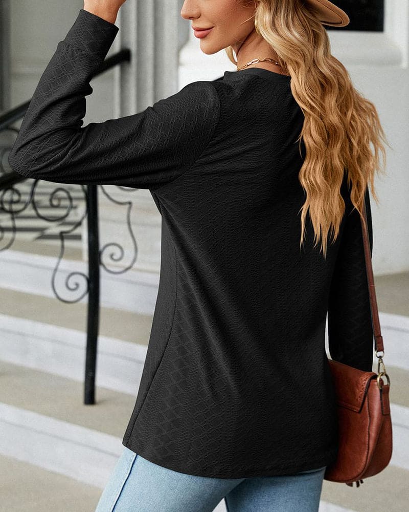 Blouse À Manches Longues Avec Col En V Et Fermeture Boutonnée Pour Femmes | Idéal Pour Usage Quotidien