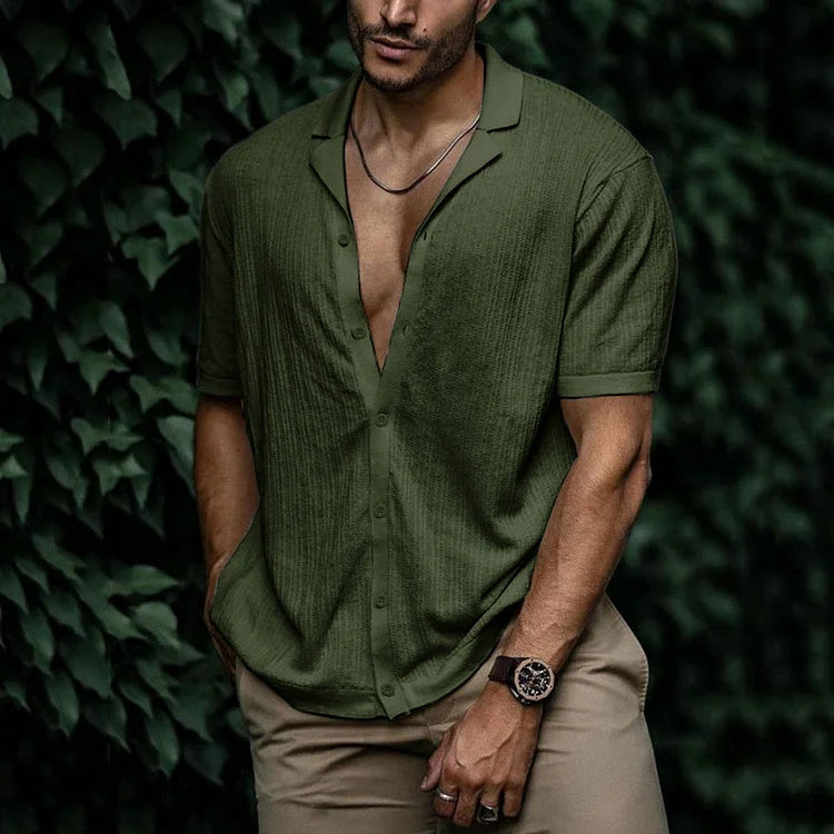 Chemise d’Été à Manches Courtes avec Col Décontracté pour Homme | Idéale pour les Journées Chaudes