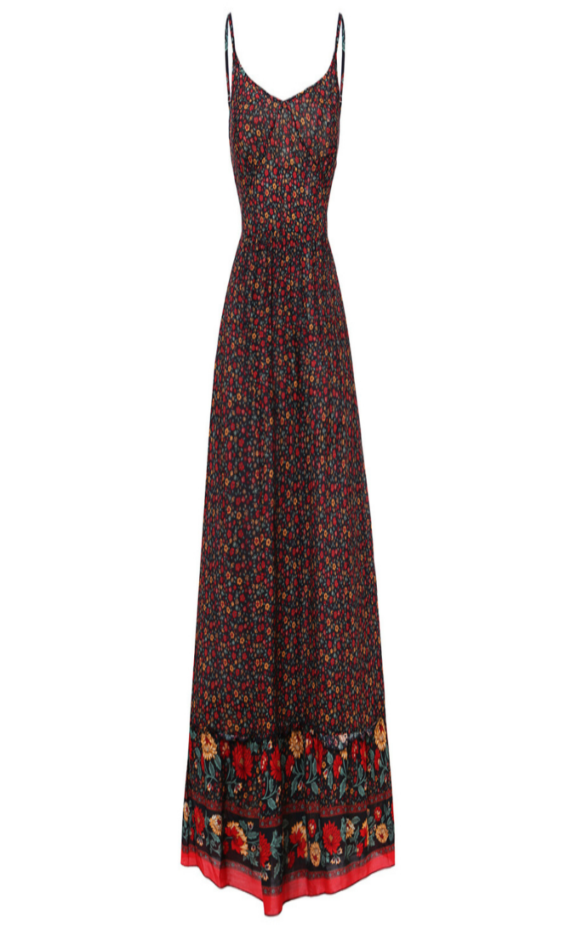 Robe Longue Bohème à Bretelles avec Dos Smocké pour Femme | Idéale pour les Sorties d’Été