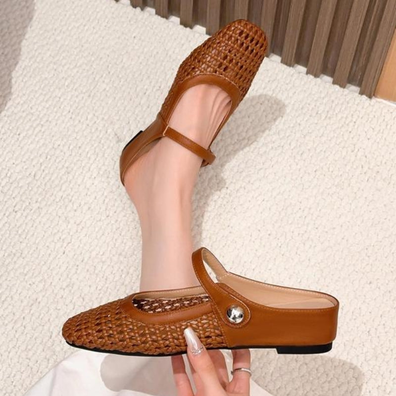 Mules Plates Tressées Avec Bride Réglable Pour Femmes | Idéales Au Quotidien
