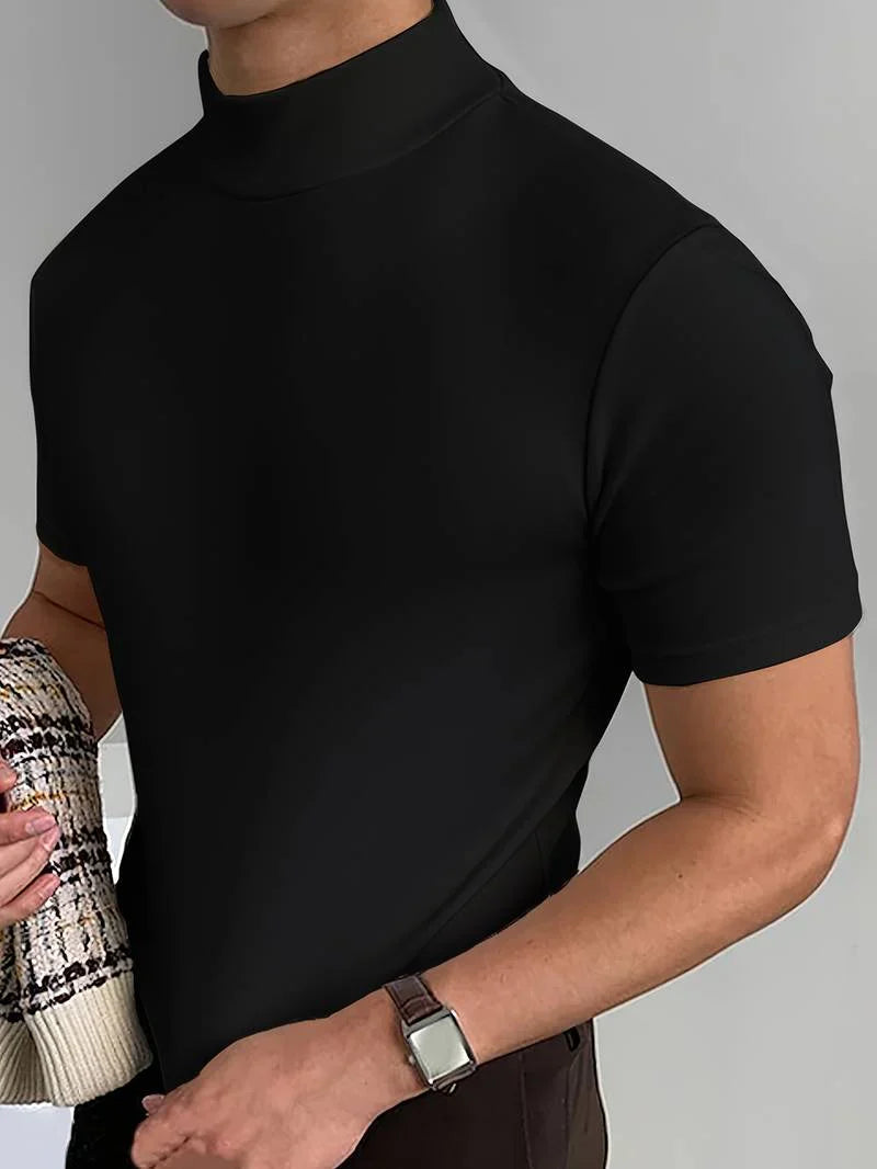 T-shirt Col Montant Avec Coupe Classique Pour Homme | Idéal Pour Les Tenues Décontractées Du Quotidien