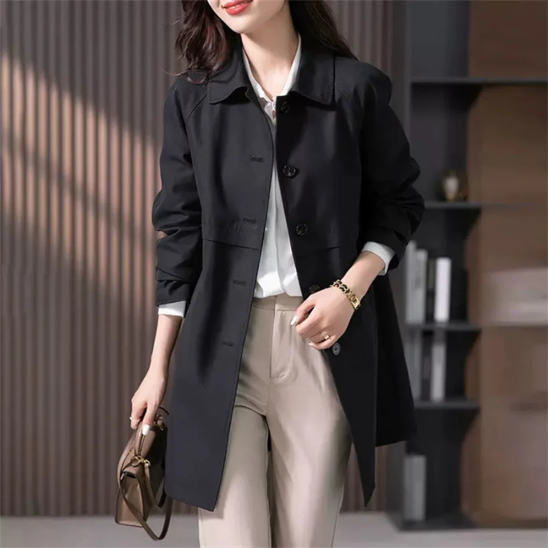Trench Coat Mi-Long Avec Coupe Décontractée Pour Femmes | Idéal Pour Le Printemps Et L’Automne