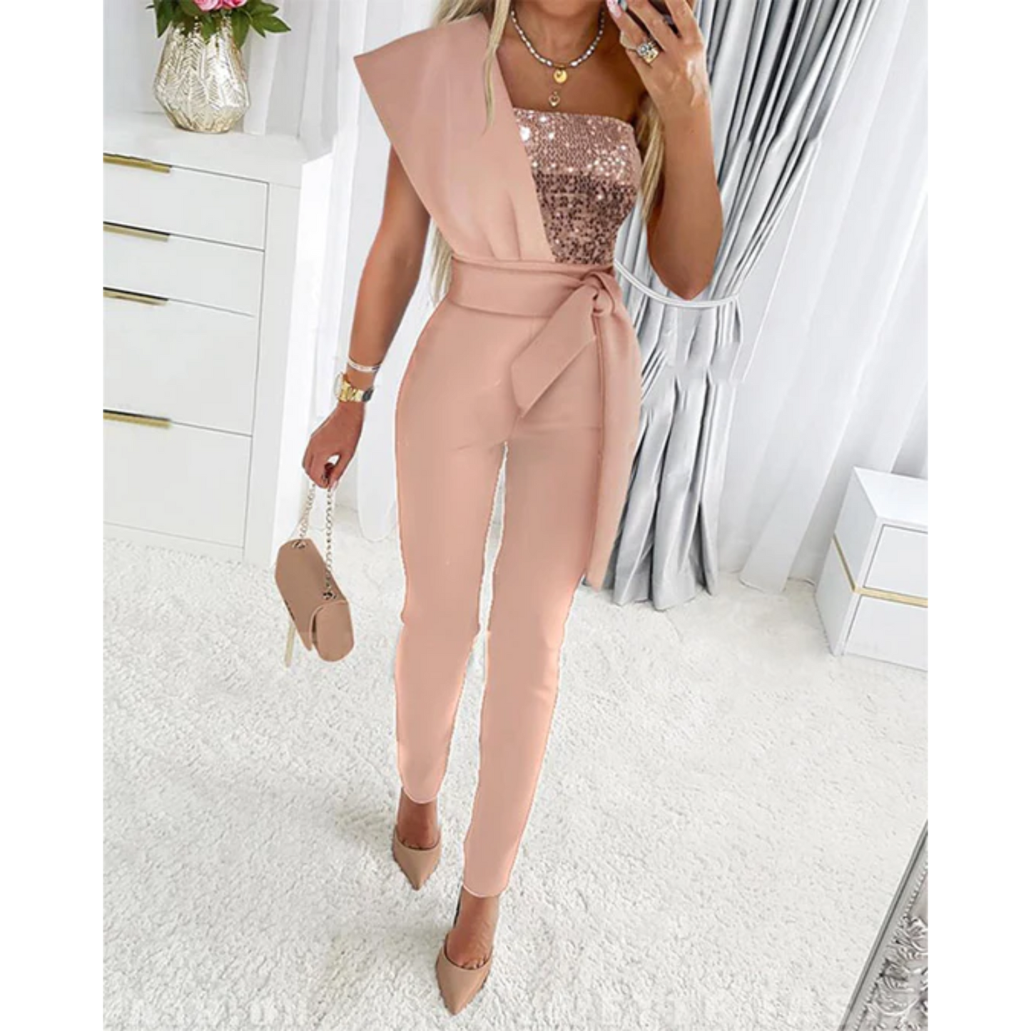 Combinaison avec Détails à Sequins pour Femme | | Idéale pour les Soirées