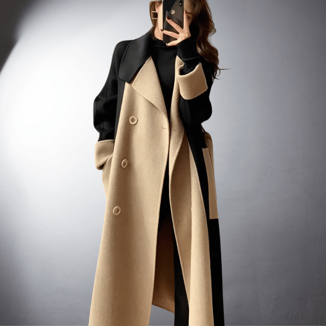 Manteau Bicolore avec Coupe Droite pour Femmes | Idéal pour l’Hiver