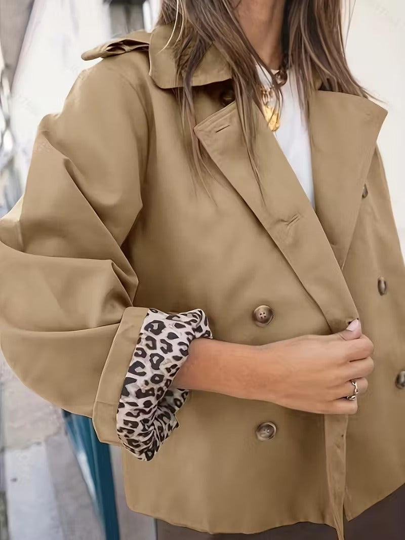 Trench-Coat Court avec Doublure Imprimée pour Femme | Idéal pour La Mi-Saison