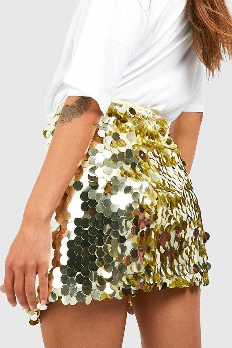 Jupe Unie à Sequins avec Coupe Régulière pour Femme | Idéale pour les Fêtes ou Les événements en Soirée