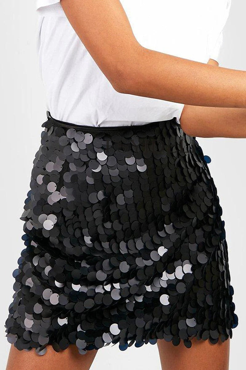 Jupe Unie à Sequins avec Coupe Régulière pour Femme | Idéale pour les Fêtes ou Les événements en Soirée
