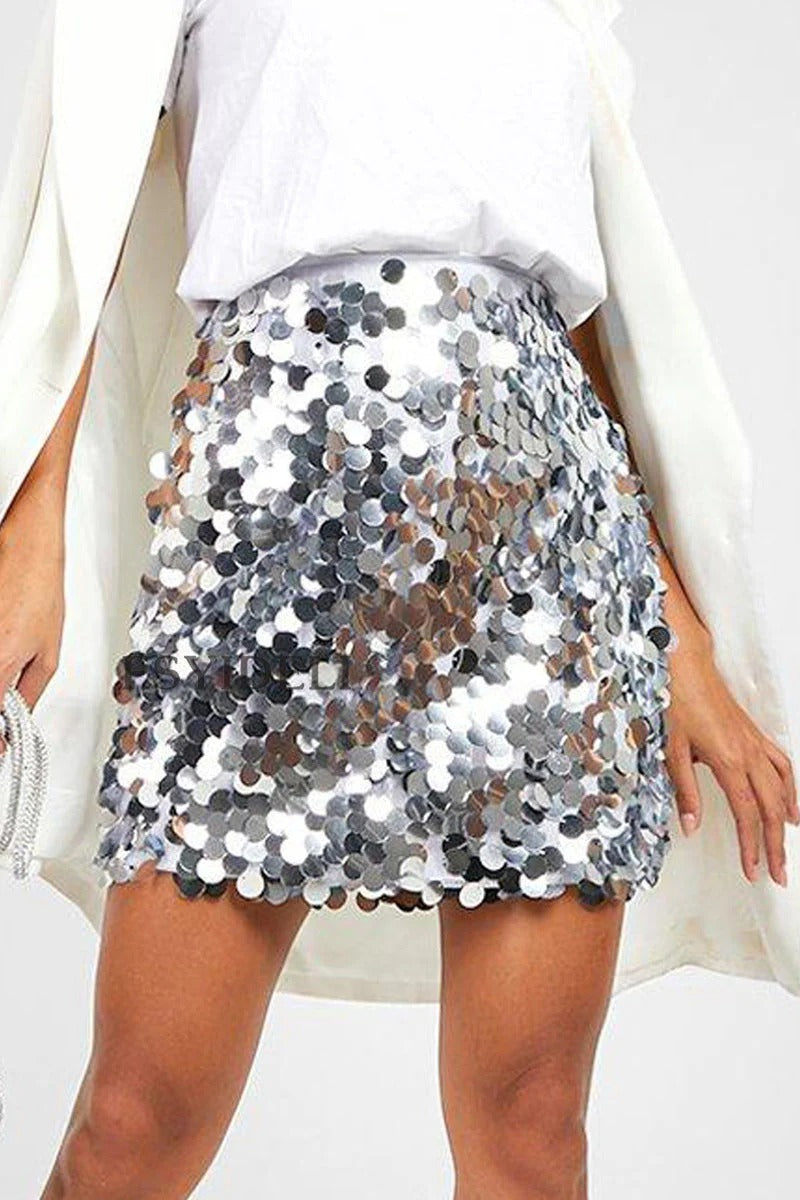 Jupe Unie à Sequins avec Coupe Régulière pour Femme | Idéale pour les Fêtes ou Les événements en Soirée