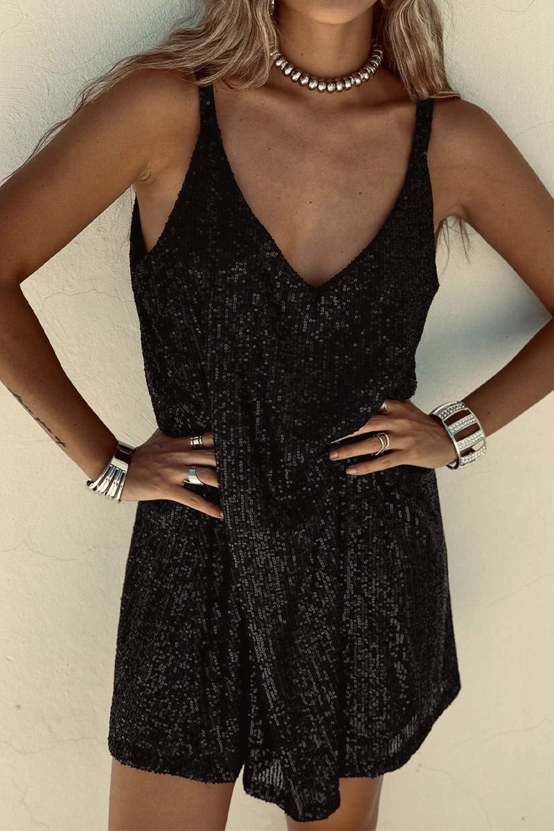 Robe Courte avec Finition Brillante et Encolure En V pour Femme | Idéale pour Les Soirées et Événements Festifs