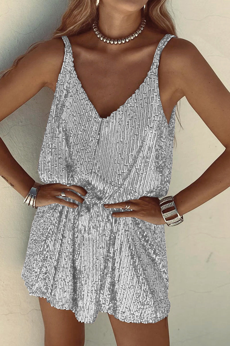 Robe Courte avec Finition Brillante et Encolure En V pour Femme | Idéale pour Les Soirées et Événements Festifs