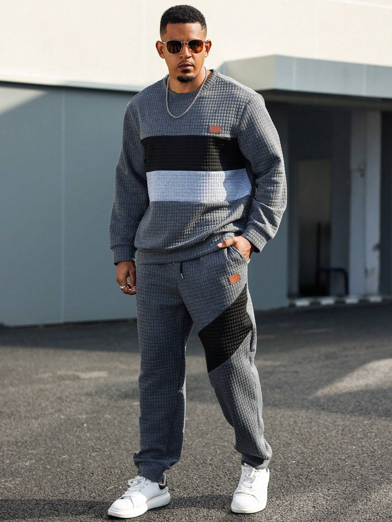 Ensemble 2 Pièces avec Hoodie Patchwork Et Pantalon pour Homme | Idéal pour L’Automne Et L’Hiver