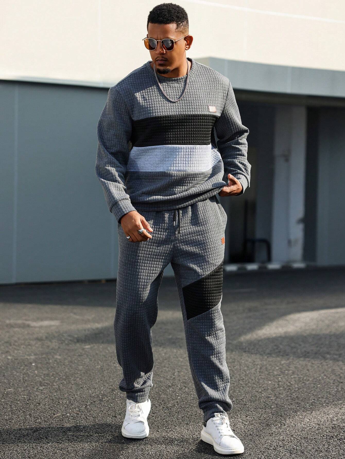 Ensemble 2 Pièces avec Hoodie Patchwork Et Pantalon pour Homme | Idéal pour L’Automne Et L’Hiver