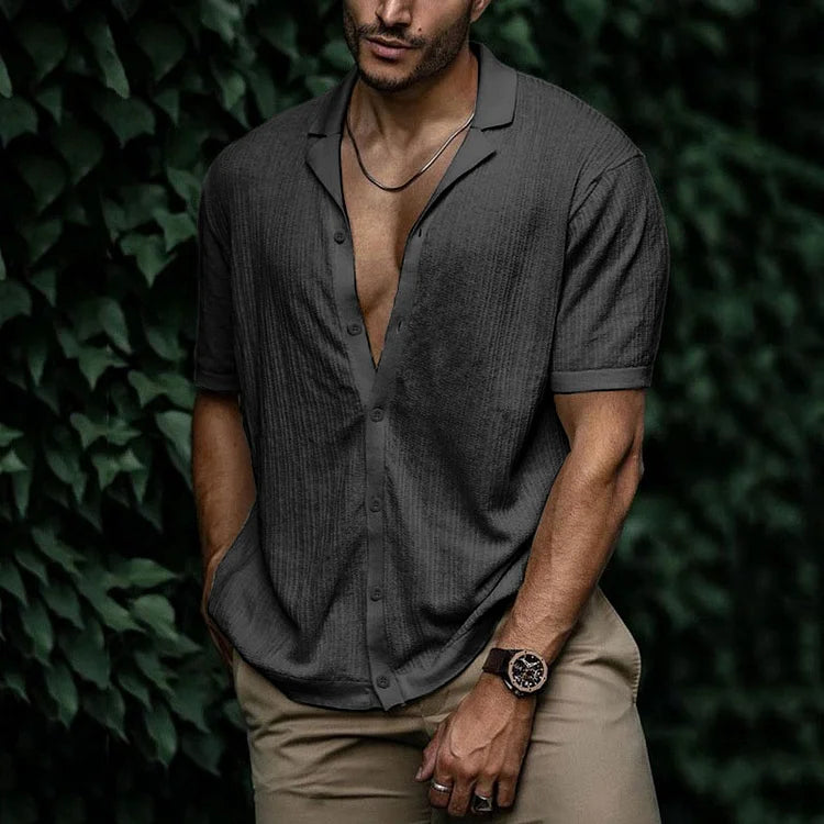 Chemise d’Été à Manches Courtes avec Col Décontracté pour Homme | Idéale pour les Journées Chaudes