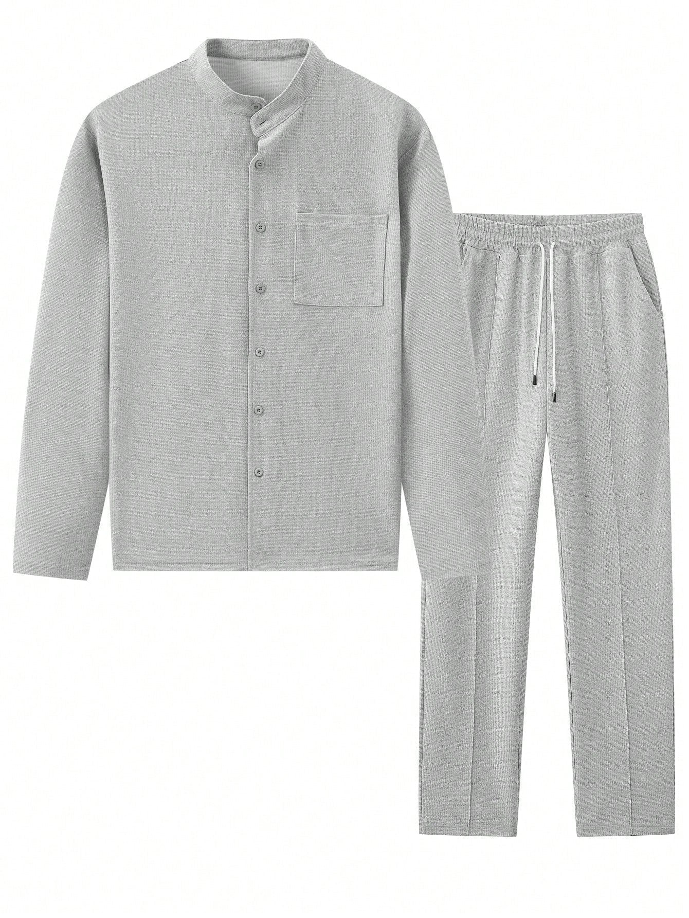 Ensemble avec Chemise À Col Montant Et Pantalon pour Homme | Idéal pour Toutes Les Saisons