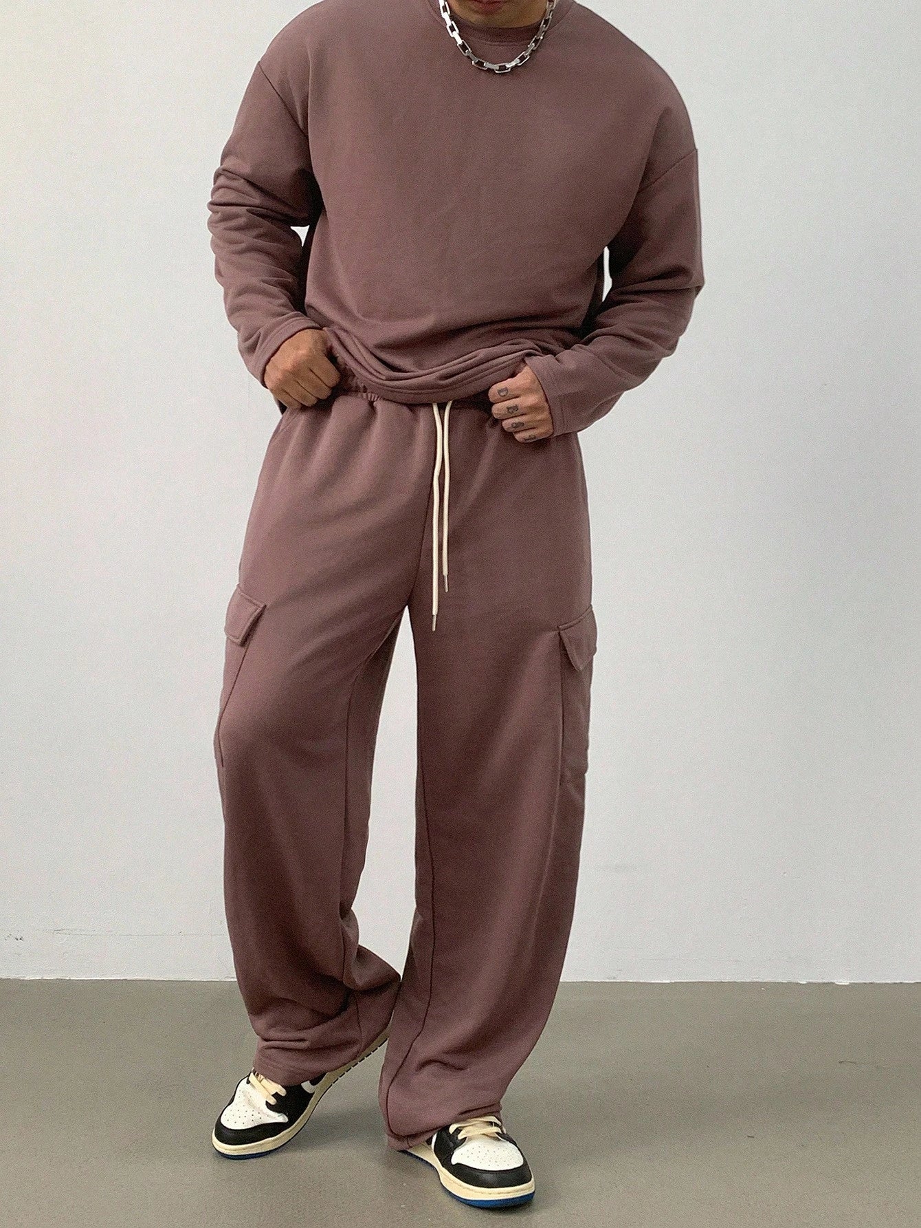 Ensemble avec T-Shirt Manches Longues Et Pantalon Cargo pour Homme | Idéal pour Toutes Les Saisons