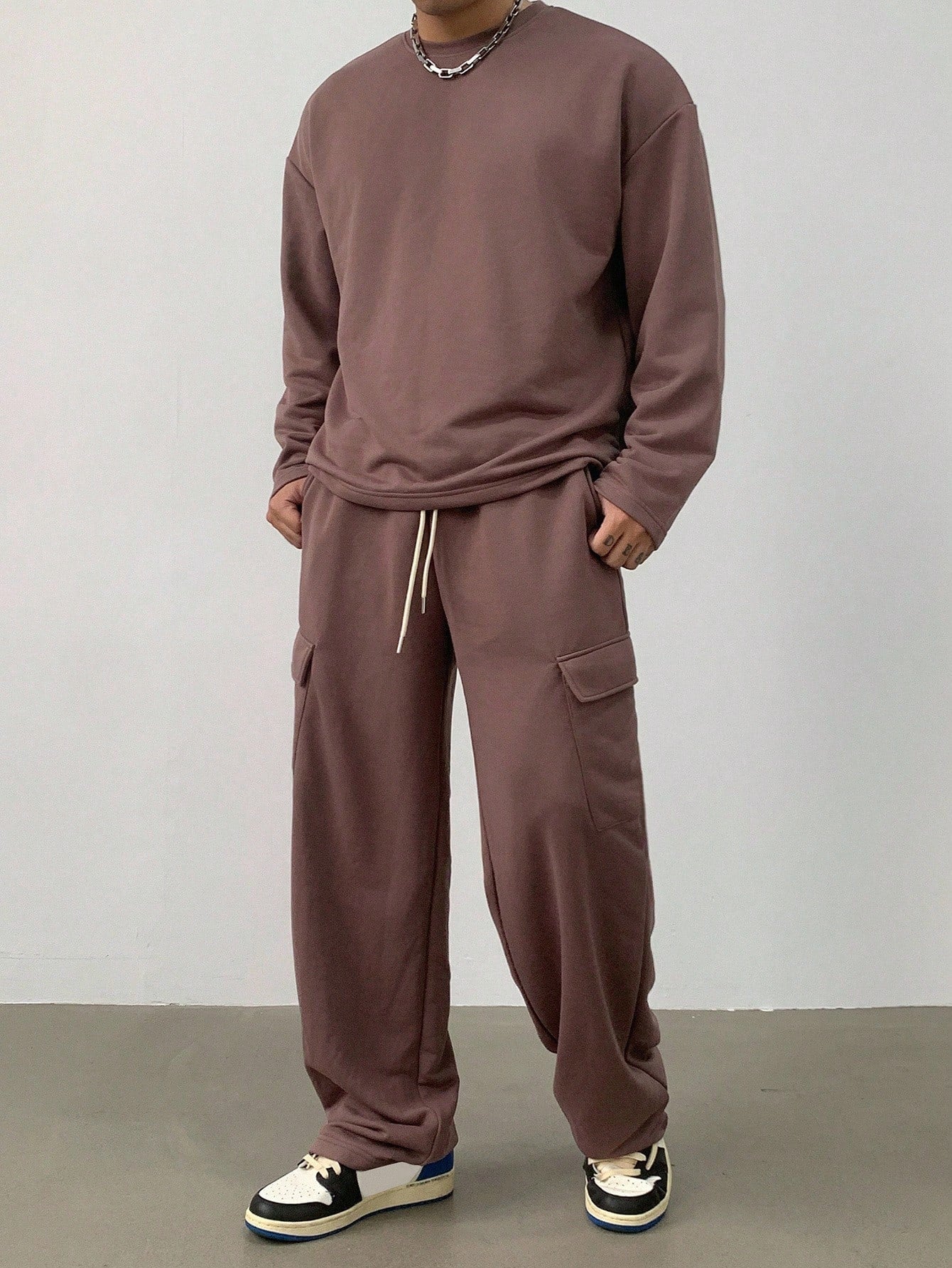Ensemble avec T-Shirt Manches Longues Et Pantalon Cargo pour Homme | Idéal pour Toutes Les Saisons