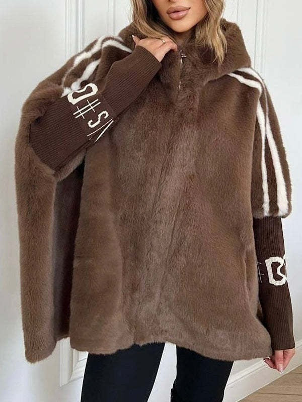 Manteau À Capuche avec Imprimé À Rayures pour Femme | Idéal pour L’Hiver