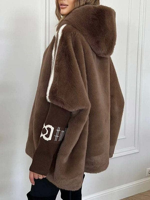 Manteau À Capuche avec Imprimé À Rayures pour Femme | Idéal pour L’Hiver