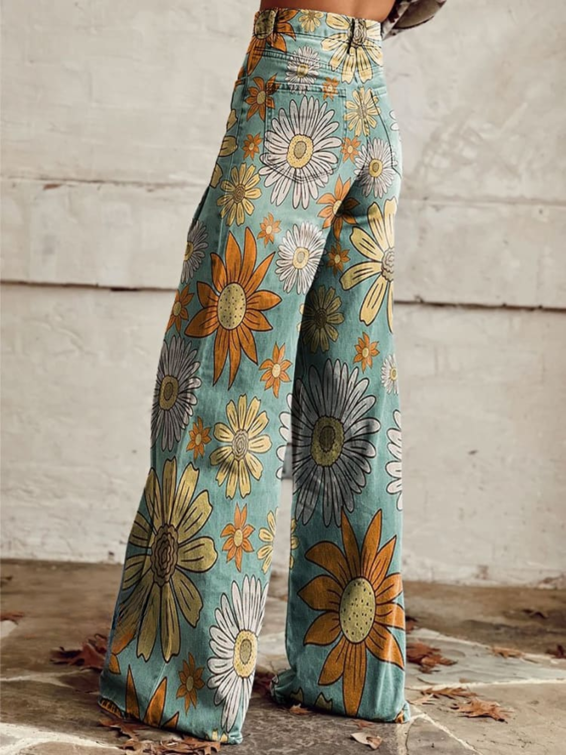 Pantalon Large à Motif Floral avec Poches pour Femme | Idéal pour un Usage Quotidien ou Multi-Saison