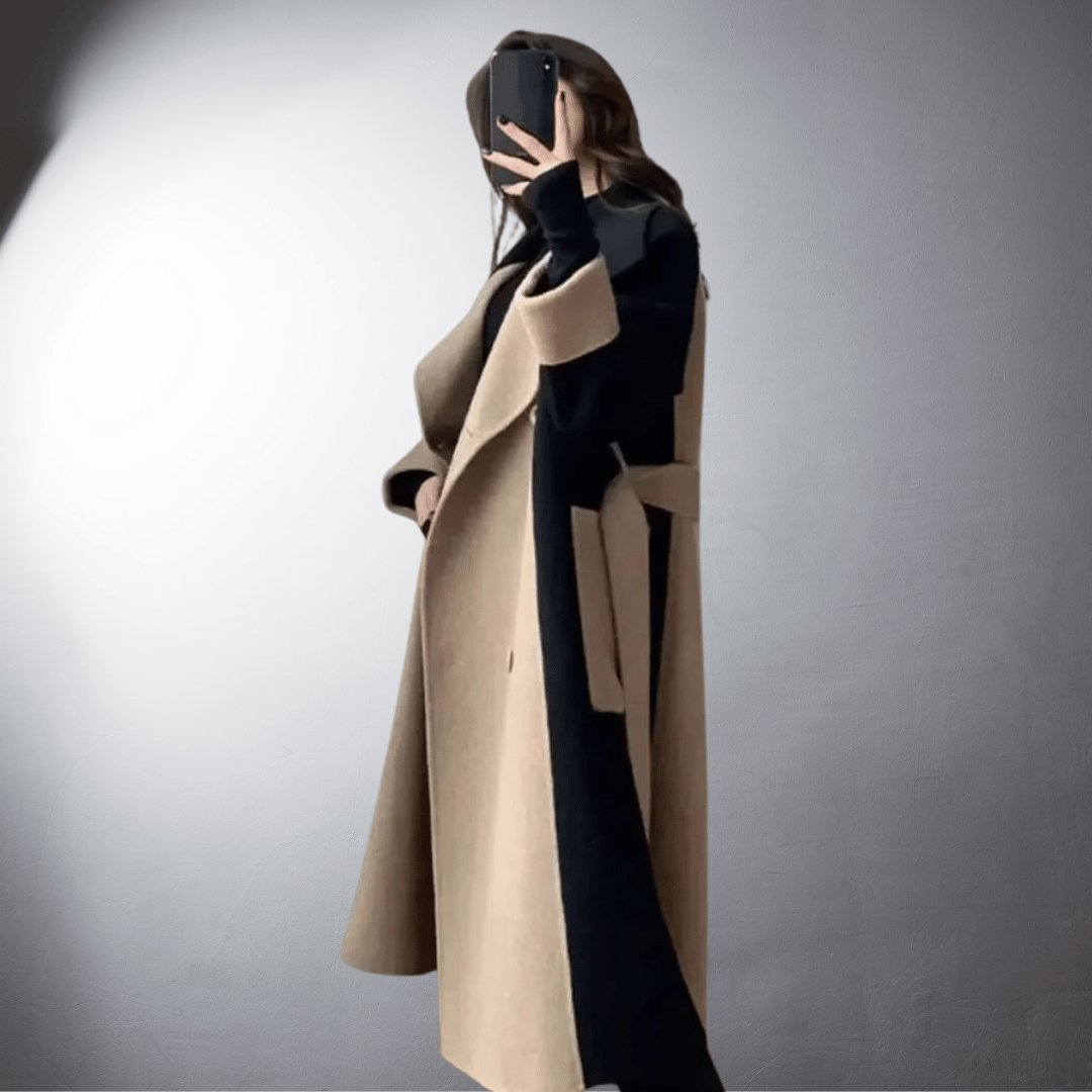 Manteau Bicolore avec Coupe Droite pour Femmes | Idéal pour l’Hiver