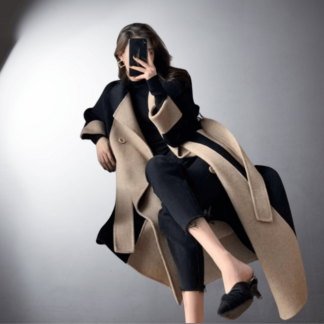 Manteau Bicolore avec Coupe Droite pour Femmes | Idéal pour l’Hiver
