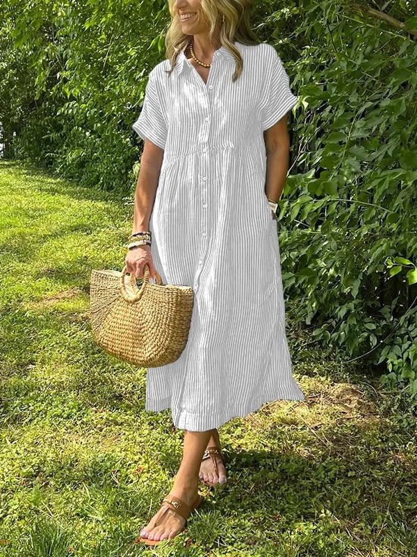 Robe Longue avec Col et Boutonnage Frontal pour Femme | Idéal pour l'Été Décontracté