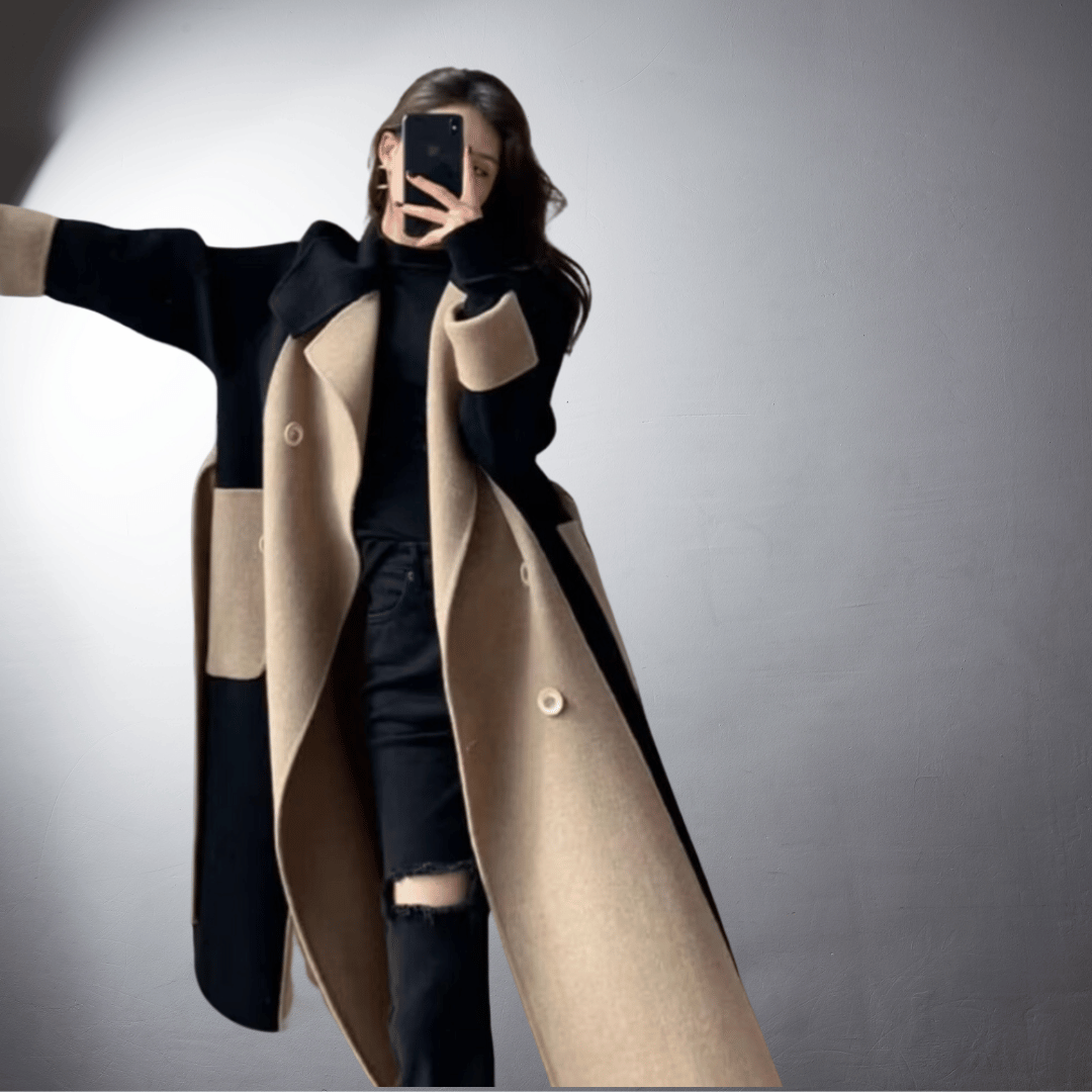 Manteau Bicolore avec Coupe Droite pour Femmes | Idéal pour l’Hiver