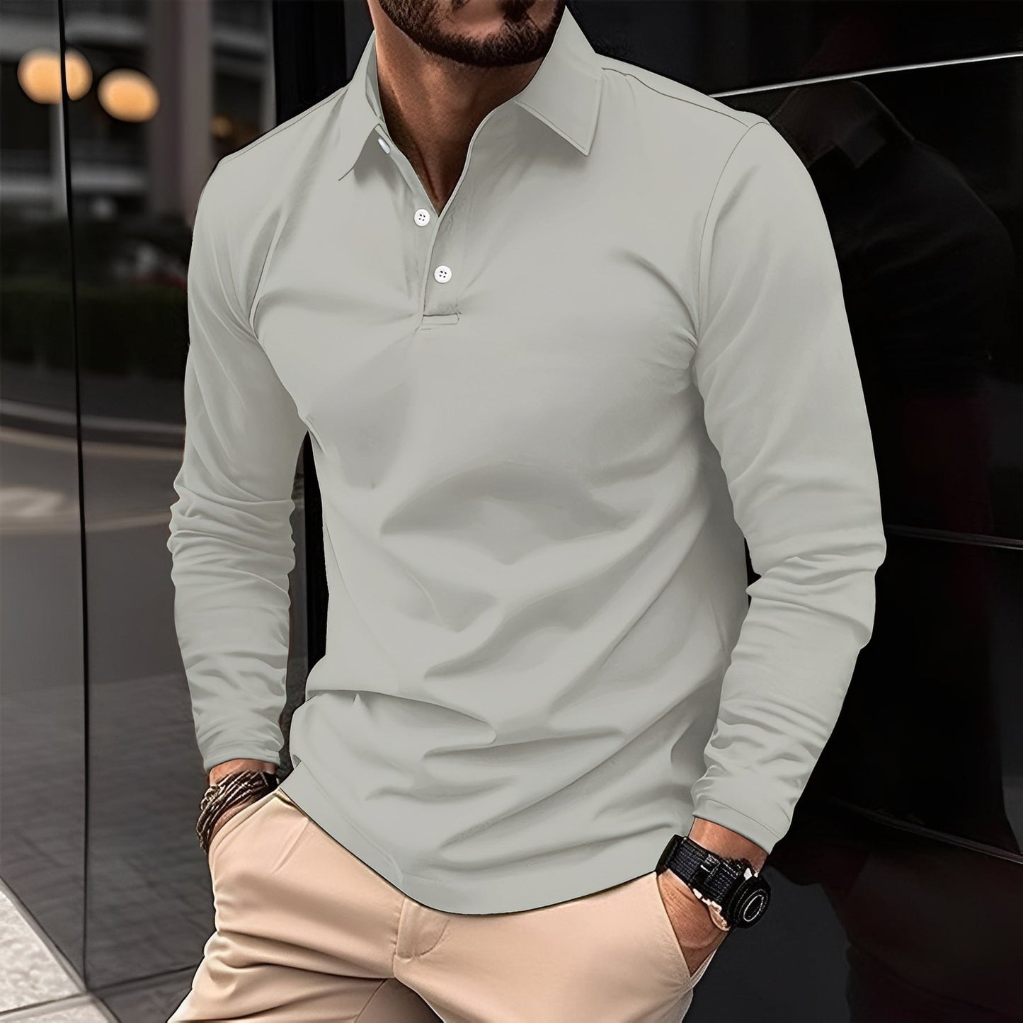 Polo À Col Classique avec Manches Longues pour Homme | Idéal pour Un Usage Quotidien