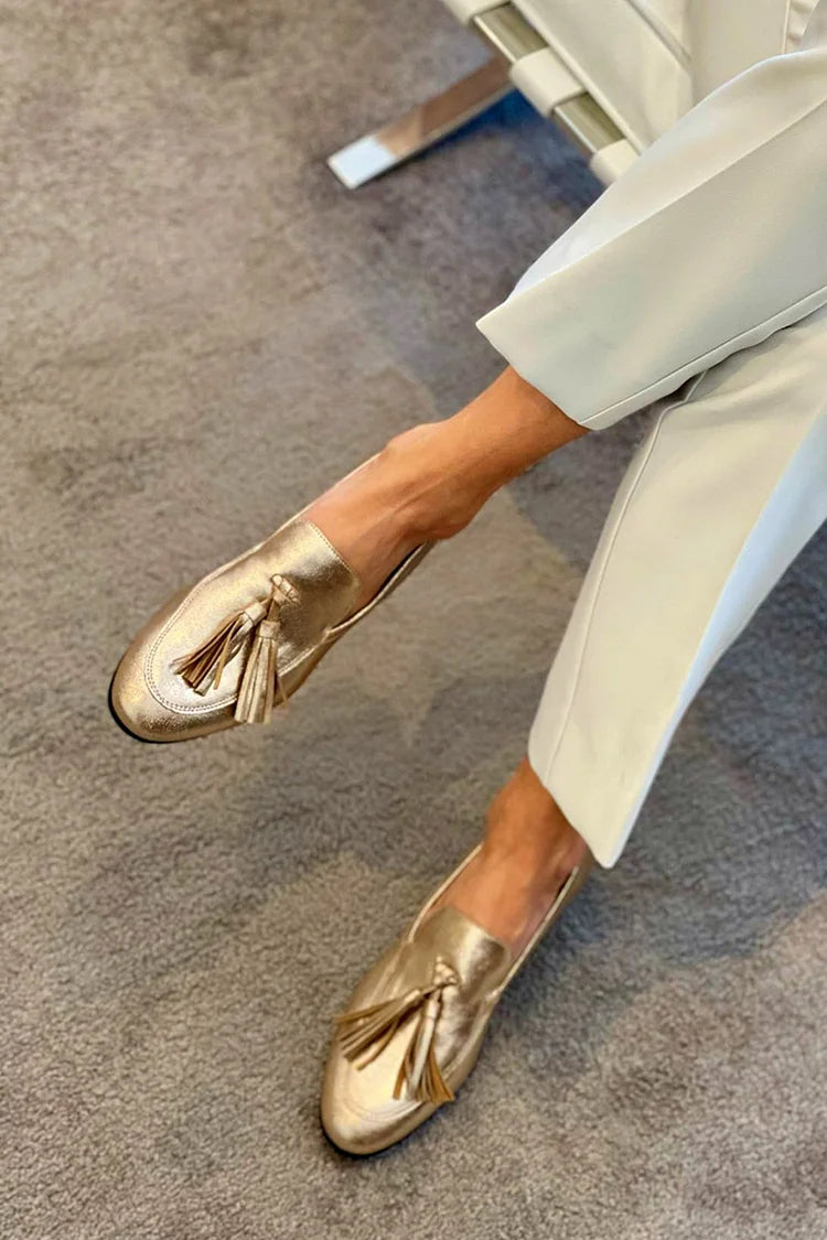 Mocassins avec Finition Métallisée et Pampilles Décoratives pour Femmes | Idéal pour le Quotidien