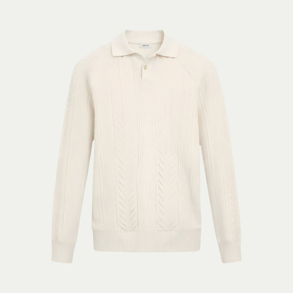 Chemise Tricotée à Manches Longues avec Col Polo pour Homme | Idéale pour la Mi-Saison
