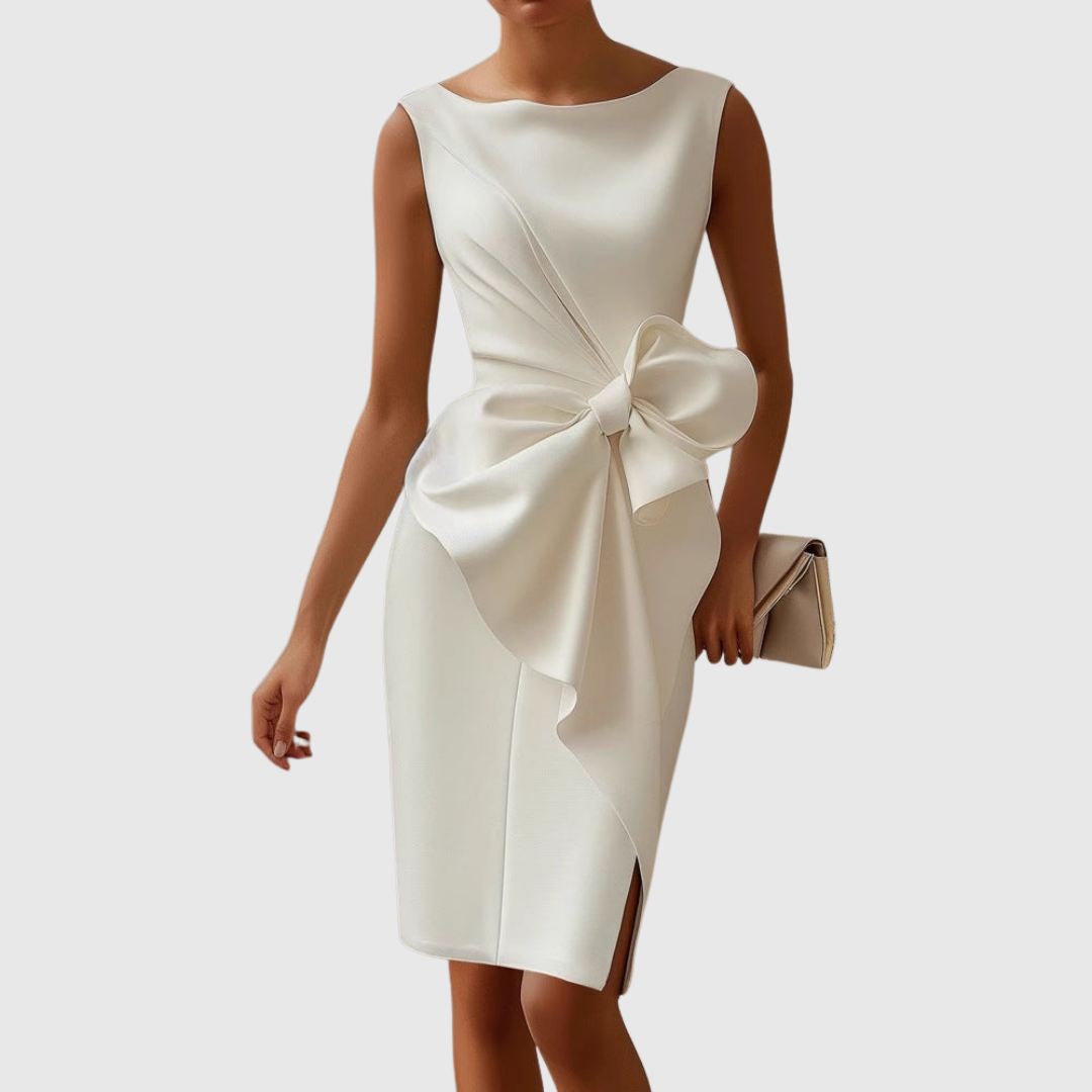 Robe Midi Ajustée avec Détail Nœud à la Taille pour Femme | Idéale pour les Occasions et la Saison Estivale