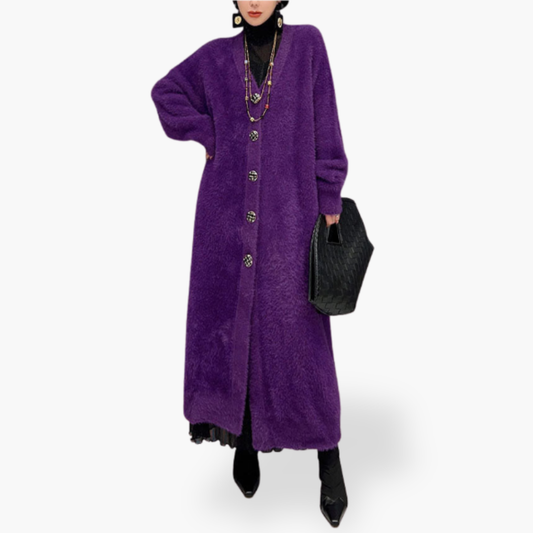 Cardigan Long à Col en V avec Boutons pour Femme déal pour l’Automne et l’Hiver