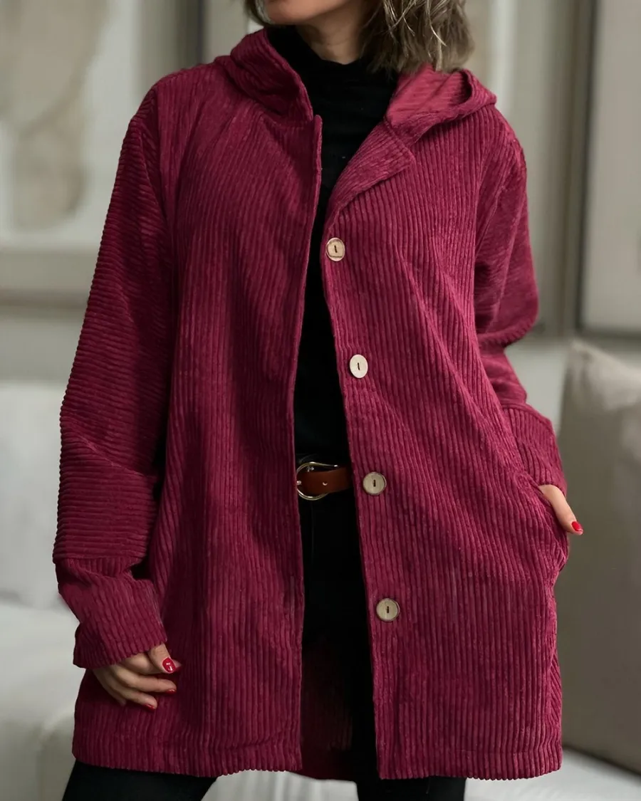 Veste Oversize à Capuche avec Boutons pour Femme | Idéale pour le Quotidien