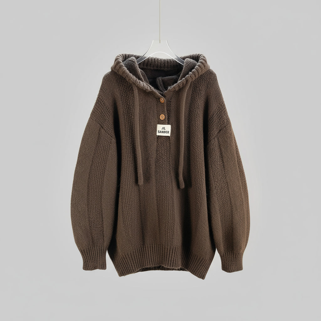 Pull En Maille À Capuche avec Patte De Boutonnage pour Adultes | Idéal pour Les Journées Décontractées