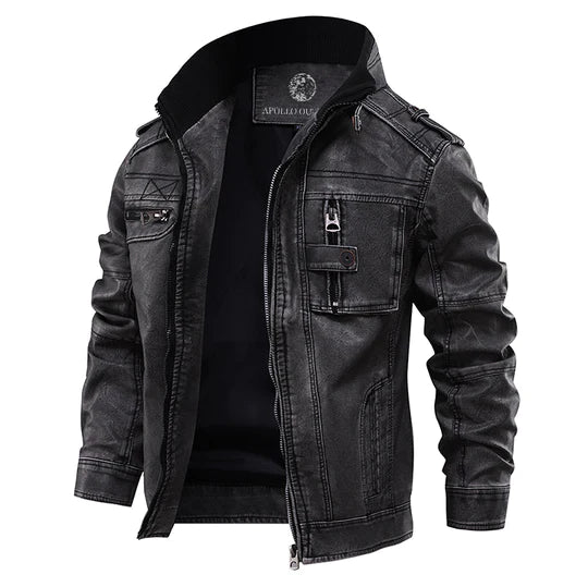 Veste Imitation Cuir avec Fermeture Zippée pour Homme | Idéale pour la Mi-Saison et l’Hiver