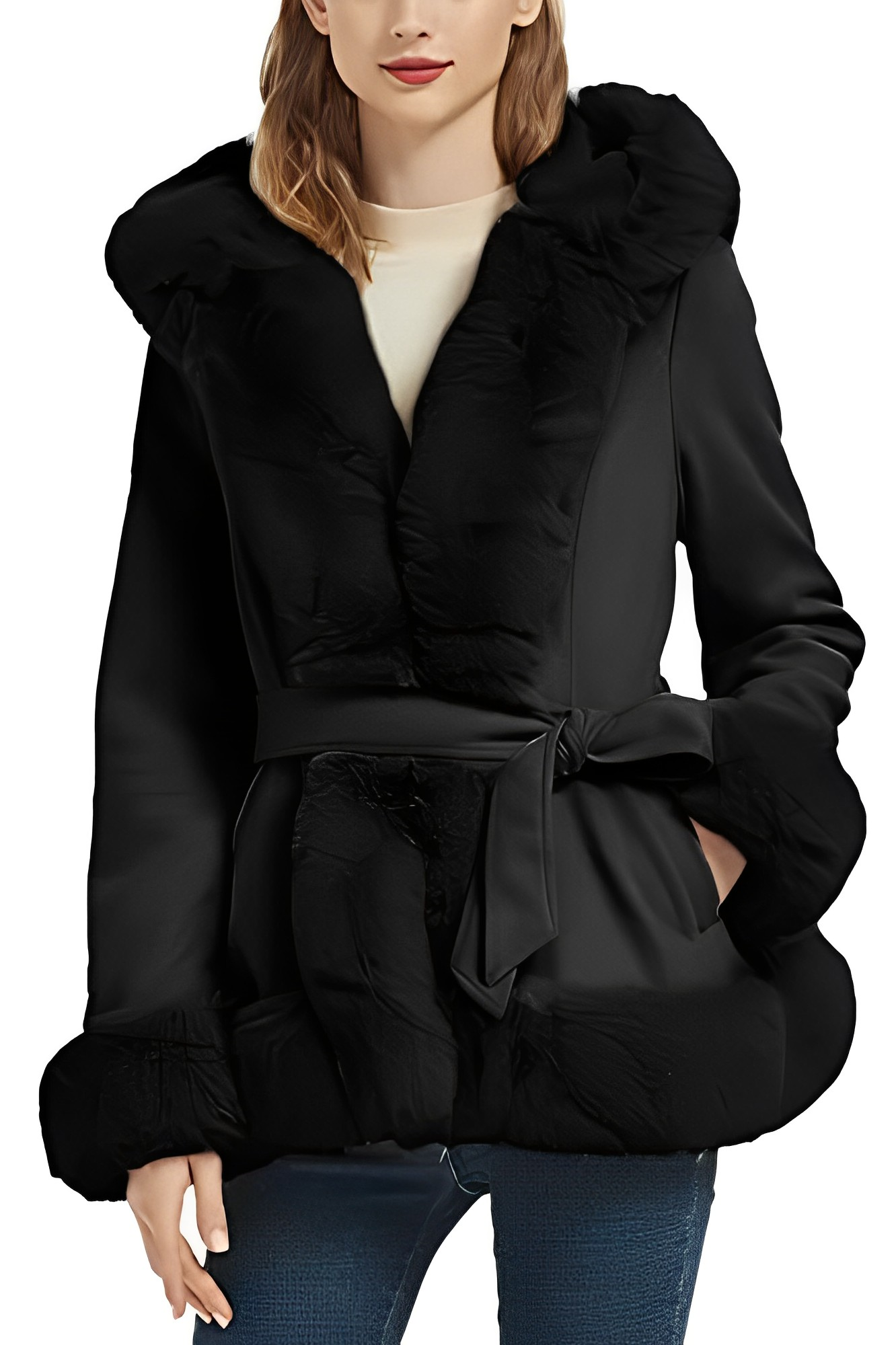 Veste à Capuche avec Col Bordé pour Femmes | Idéale pour la Saison Automne-Hiver