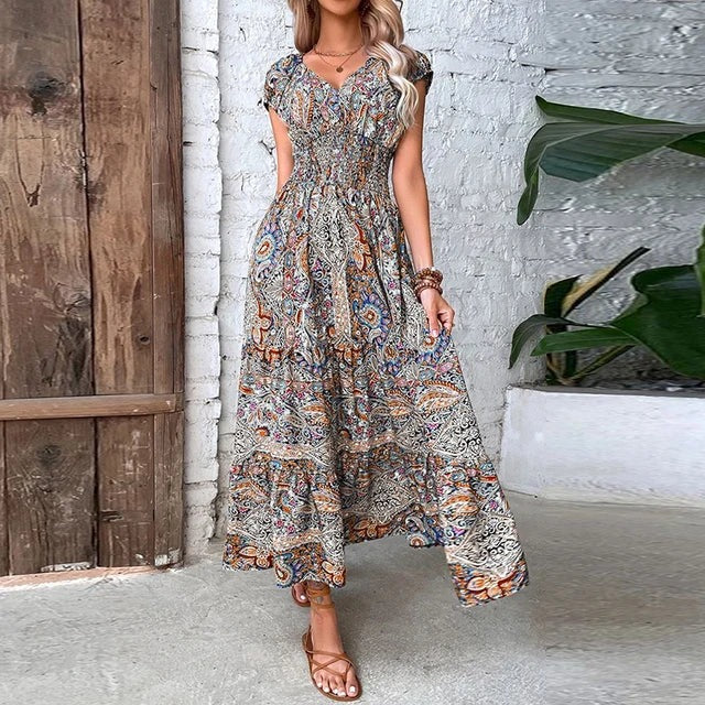 Robe Maxi à Motif Bohème pour Femme | Idéale pour l'Été