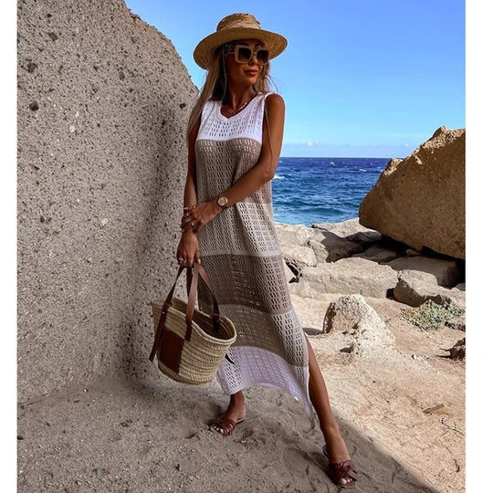 Robe Longue avec Détails en Crochet pour Femme | Idéale pour la Plage et les Événements d'Été