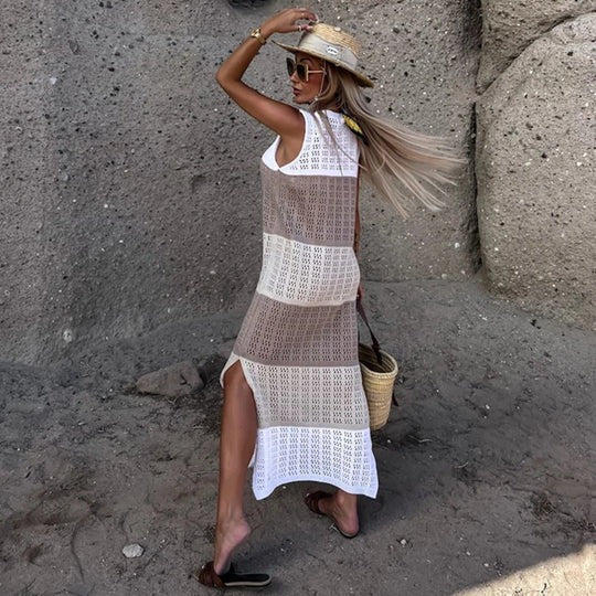 Robe Longue avec Détails en Crochet pour Femme | Idéale pour la Plage et les Événements d'Été