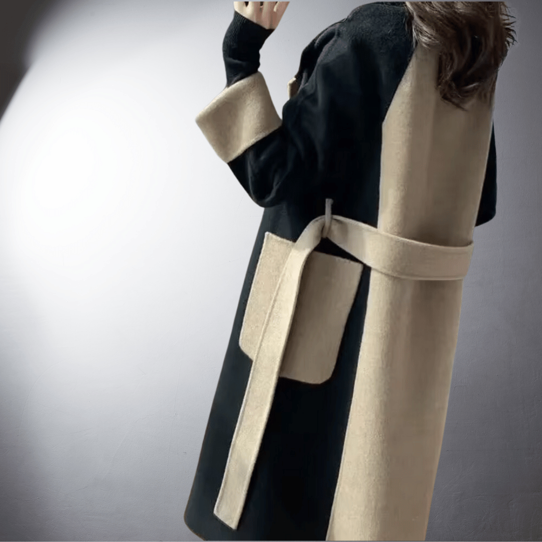 Manteau Bicolore avec Coupe Droite pour Femmes | Idéal pour l’Hiver