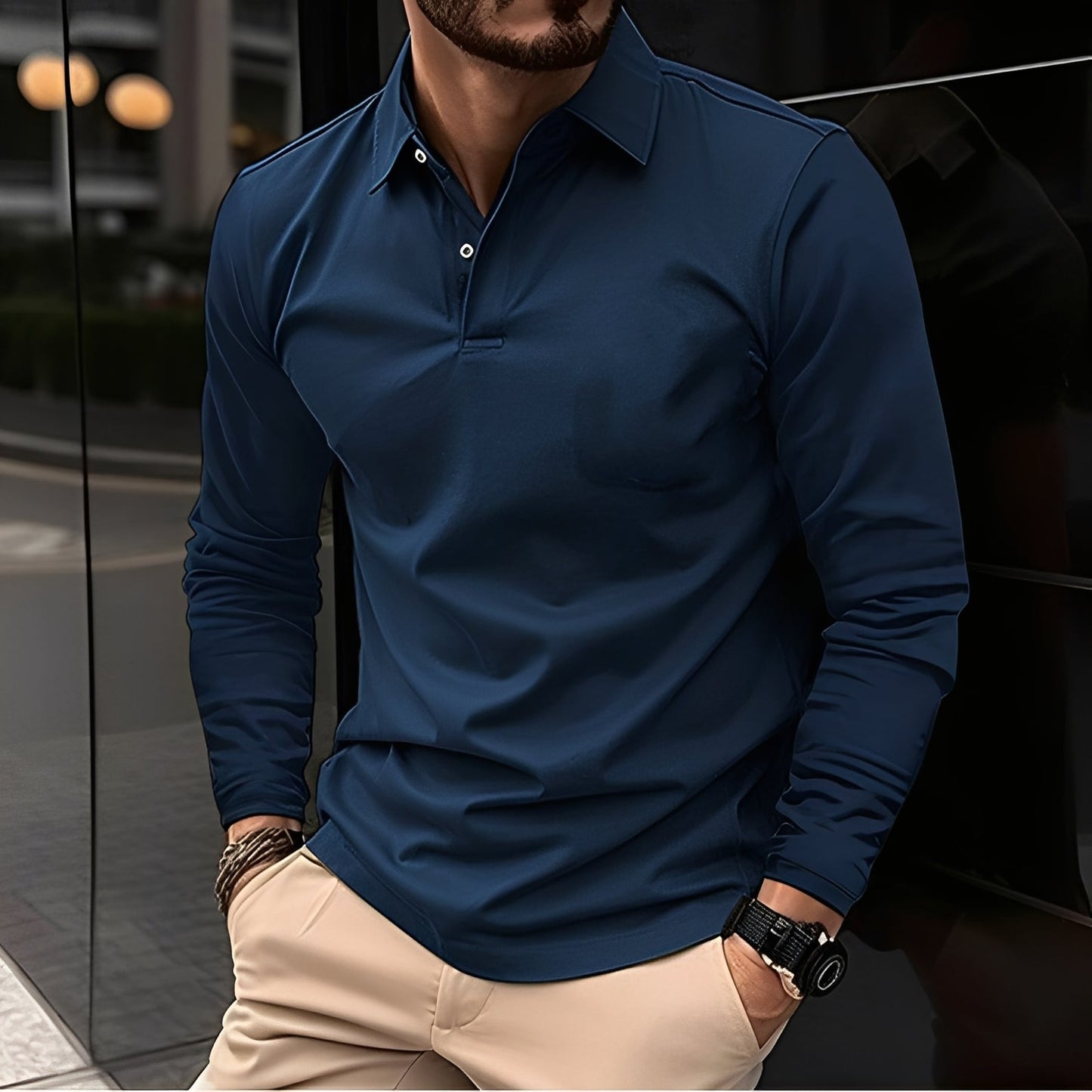 Polo À Col Classique avec Manches Longues pour Homme | Idéal pour Un Usage Quotidien