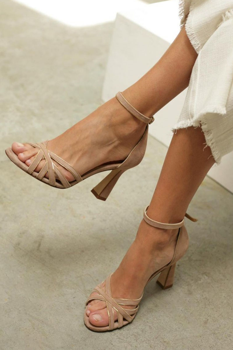 Sandales Femme | Talon Bas Confortable | Coupe Ouverte | Style Patchwork Été